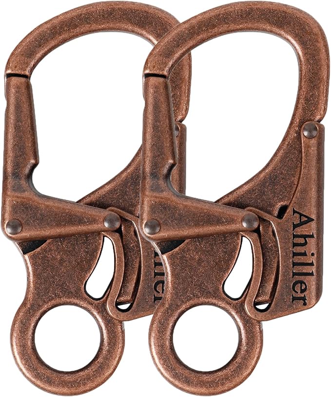 Ahiller Carabiner Clip, Double Anti-Misopening Locking Design, 3" Zinc Alloy Heavy Keychain for Outdoor Camping Hiking, Key Ring Clip