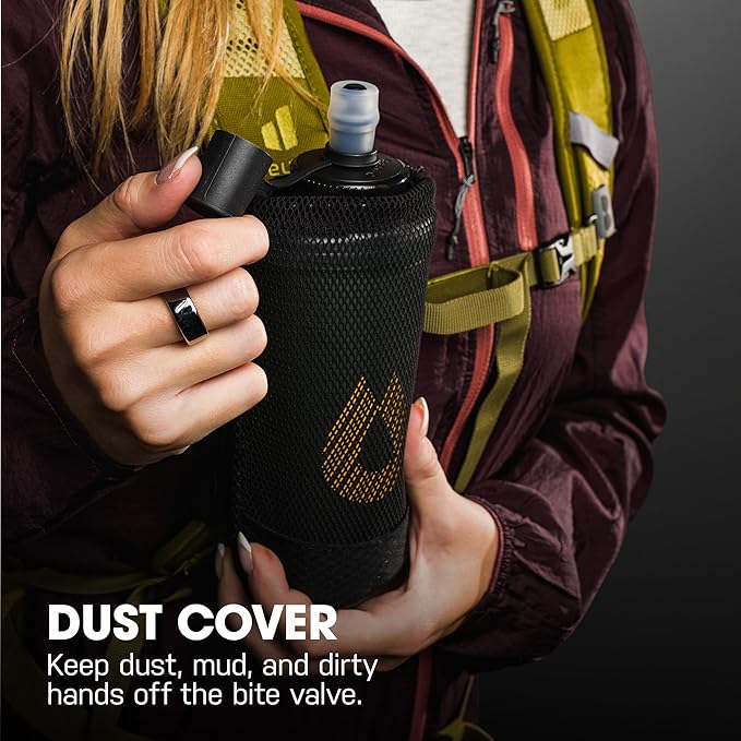 HydraPak PackFlask (500ml or 750ml) - Harness Mounted Water Bottle for Backpacks - Hands-Free, Easy-Access, Ultra-Light, Collapsible Pack Softflask for Hiking & Backpacking