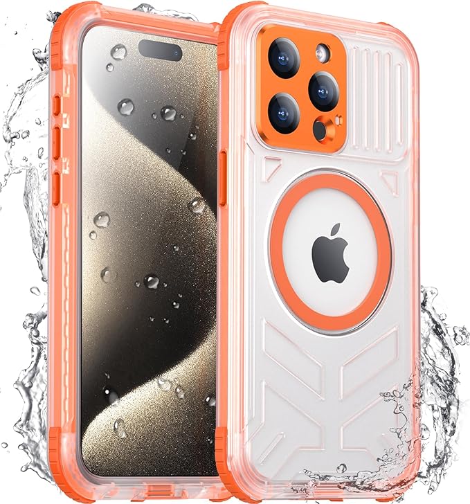 2025 New for iPhone 15 Pro Case Waterproof, [Compatible with MagSafe][Built-in Camera & Screen Protector][Full Body Shockproof][IP68 Waterproof][Dustproof] Phone Case for iPhone 15 Pro 6.1"