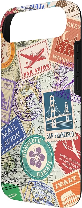 World Map Travel Passport Stamps Postage Stamp Case for iPhone Air