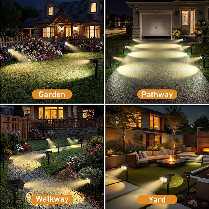 btfarm Solar Spot Lights Outdoor Waterproof, 12 Pack/3 Modes Motion Sensor Lights, Solar Powered Spotlights 2-in-1 Auto On/Off for Outside Pathway Yard Garden Landscape Lighting, Warm White