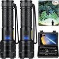 taoquwe Rechargeable LED Flashlights High Lumens, 99,000 Lumen Super Bright Flashlight with 7 Modes & Waterproof, Powerful USB Rechargeable Handheld Flash Light for Camping Home(2 Pack)