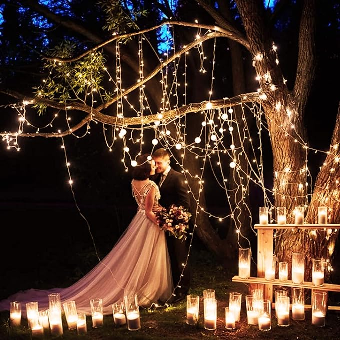 Brightown 2 Pack Each 50 Count 12 Feet Clear Christmas Mini Lights - Green Wire Incandescent Bulb Mini String Lights for Indoor Holiday Xmas Tree Garland Birthday Wedding Party Festival Decoration