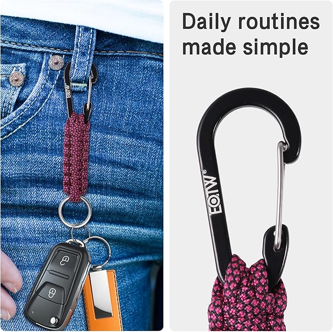 EOTW Paracord Keychain for Men Women Paracord Carabiner Backpack Keychain with Aluminum Clip for Camping Hiking Outdoor Gear