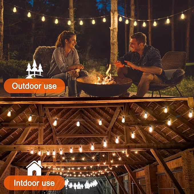 Solar String Lights for Outside 100FT with Remote 8 Lights Mode, Weatherproof Shatterproof S14 LED Bulb 34 Sockets, Outdoor Patio Light for Backyard Porch Cafe