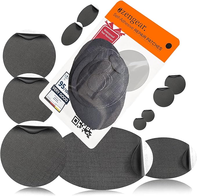 aZengear Repair Patches - Waterproof, Self-Adhesive, Tear-Cold-Heat-Resistant Polyester Fabric to Fix Down Jacket, Puffer, Snowsuit, Shoe, Tent, PVC, Clothing, Upholstery (Graphite)