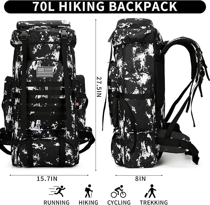 Hiking Backpack for Men 70L/100L Camping Backpack Military Rucksack Molle 3 Days Assault Pack for Climbing | Camping Backpack, 3 Days Assault Pack, for Climbing