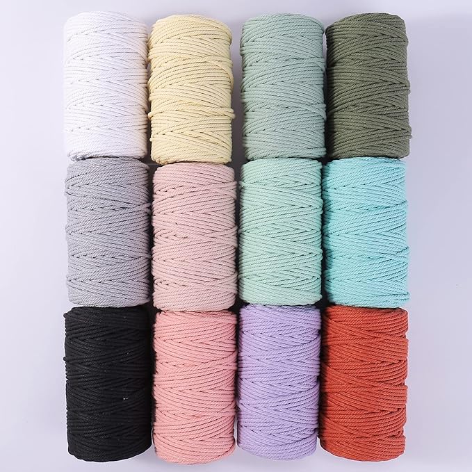 Light Grey Macrame Cord 4mm x 109Yards,Colored Cotton Rope Craft Cord Colorful Cotton Cord Twine for Wall Hanging Plant Hangers Crafts Knitting Decorative Projects