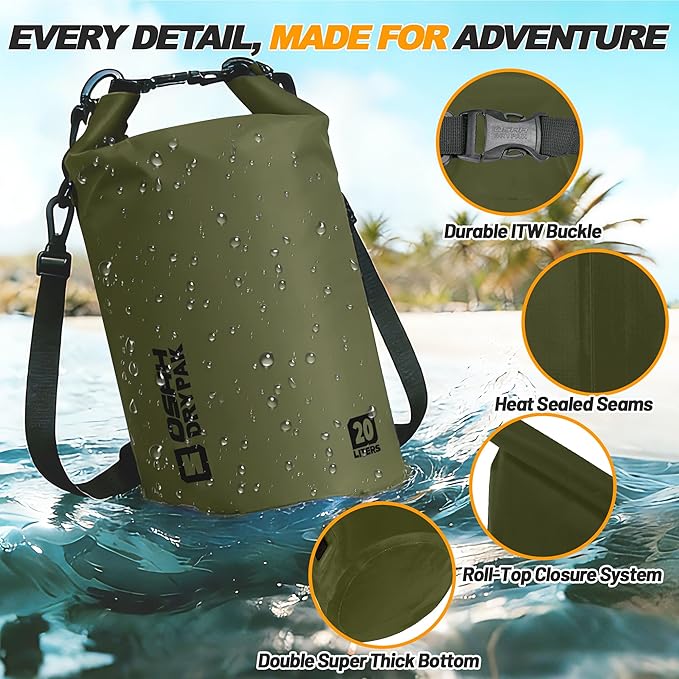 Waterproof Dry Bag, 5L/10L/20L/30L/40L Roll Top Lightweight Storage Backpack with Phone Case for Women & Men, Floating Waterproof Sack for Travel, Swimming, Kayaking, Paddle Board, Camping & Beach