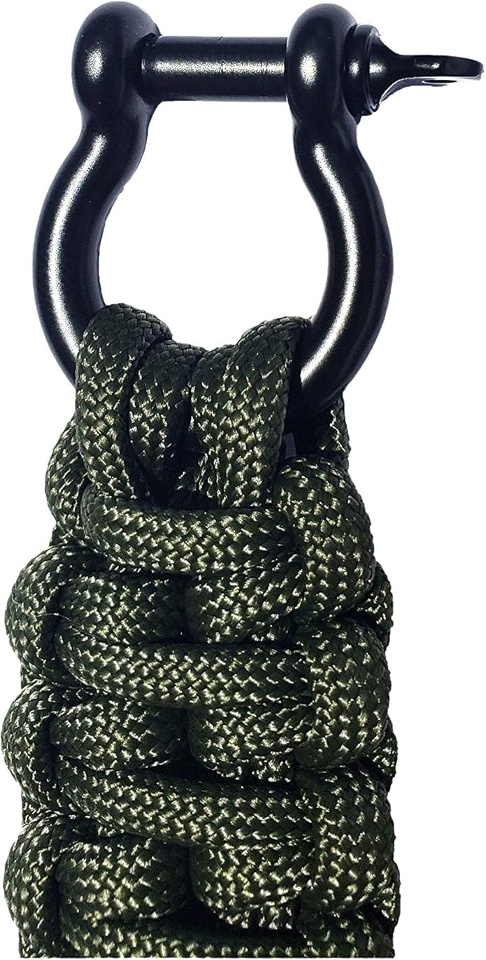 Savior Survival Gear Paracord Bracelet with Stainless Steel Adjustable Shackle (1.25" SSG Slash Stitch) (Green, 9)