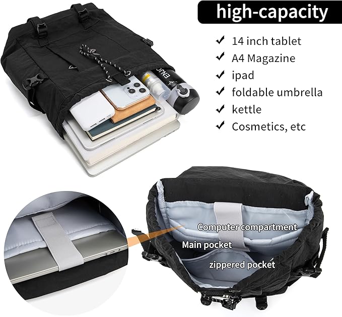 HUARIPOLY Outdoor Backpack Lightweight Waterproof Leisure Day Bag Multi functional Travel Bag Pulling Rope Bag ﻿