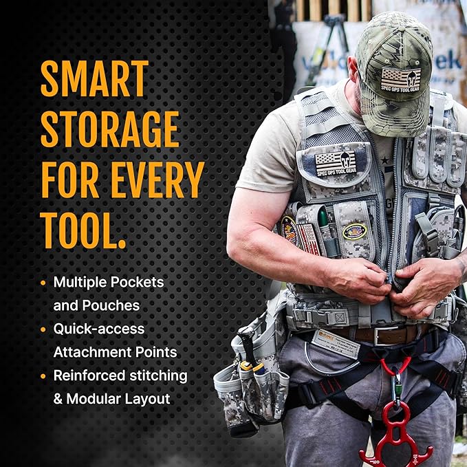 Spec Ops Tool Gear SF-18 Charlie 2.0 Tactical Tool Vest & Belt | Modular MOLLE Vest with Tool Pouches & Weight-Dispersing