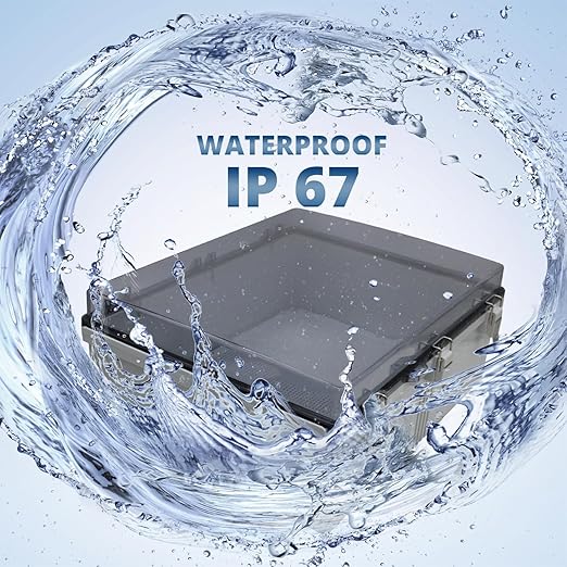 MAKERELE Clear Waterproof Boxes for Outdoors IP67 Large Outdoor Electrical Junction Box with Hinged Cover with Mounting Plate and 1" NPT*2(20"*16.1"*7.9")