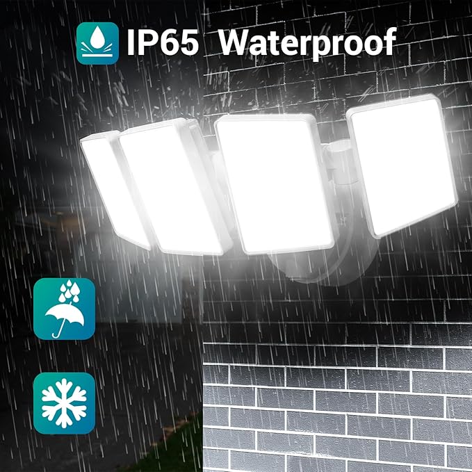 USTELLAR 100W LED Floods Light Outdoor, 10000LM Super Bright Flood Lights Switch Controlled, Security Lights with 4 Adjustable Heads, IP65 Waterproof, 5000K Daylight for Eave, House, Backyard 2 Pack