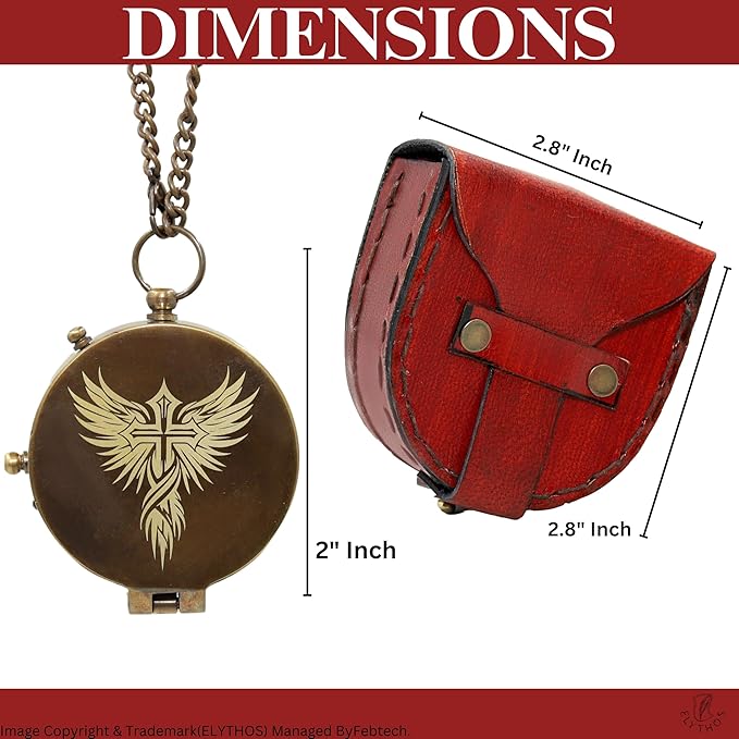 Handmade Brass Antique Compass with Leather Case – Vintage Finish Functional Pocket Navigation Tool for Travel, Hiking & Gift