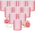 YOUBET 24PCS Plastic Drinking Glasses - 14OZ Pink Hobnail Drinkware Glasses - Vintage Glassware Textured Beaded Cups for Water, Beer, Whiskey, Juice and Various Mixed Drinks Mothers Day
