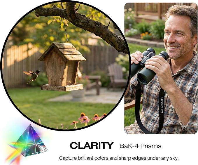 Hontry 8x42 Binoculars with IPX6 Waterproof Protection for Bird Watching, Hunting, Cruise Ship, Travel and Safari