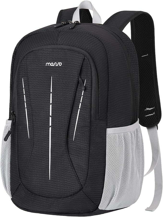 MOSISO Lightweight Packable Backpack 20L, Foldable Hiking Backpack Men Women for Travel Outdoor Sport, Water Resistance Back pack Cycling Backpacks Camping Daypack Casual, Black