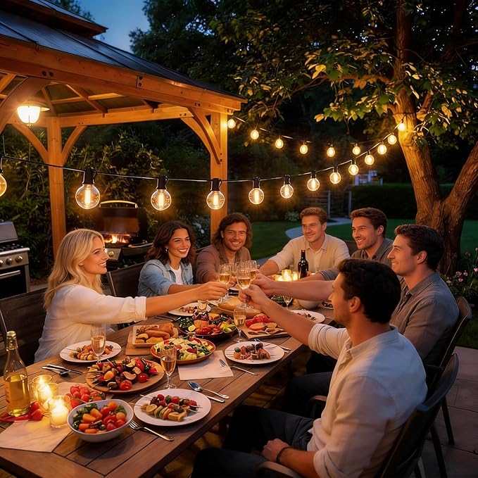 RTTY Outdoor String Lights 50 FT, Patio Light with 26pcs G40 Shatterproof LED Bulbs, Waterproof Hanging Globe Lighting Connectable for Cafe Bistro Backyard Porch Gazebo Balcony Deck Party