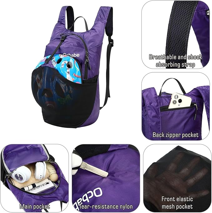 Ultra Lightweight Foldable Backpack,Water Resistant Small Packable Hiking Daypack Outdoor Camping Travel Bag