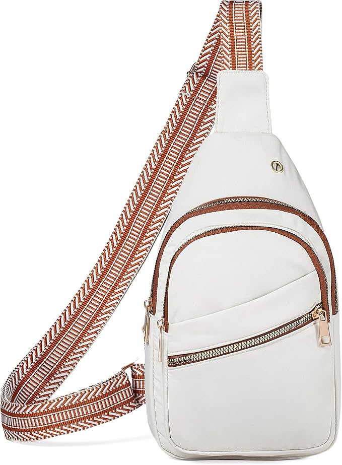 AOSTIHOT Crossbody Small Sling Backpack Sling Bag for Women, Chest Bag Daypack Crossbody for Travel Sport Running Hiking Z-White Brown
