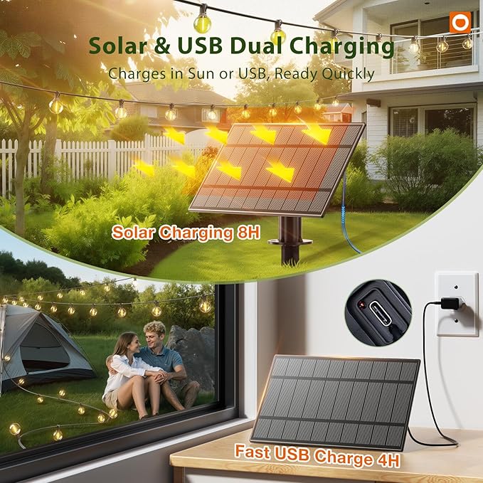 addlon 50FT Solar String Lights Outdoor Waterproof with Remote, G40 Globe Solar Patio Light with 27 LED Shatterproof Bulbs, 3 Modes, Dimmable Hanging for Outside Backyard Party