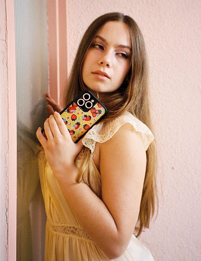 Wildflower Cases - Compatible with iPhone 13 Pro | Red, Strawberry, Yellow, Trendy, Fruit - Protective Black Bumper, 6.5ft Drop Test Certified, Women Owned Small Business | Sweet Berries