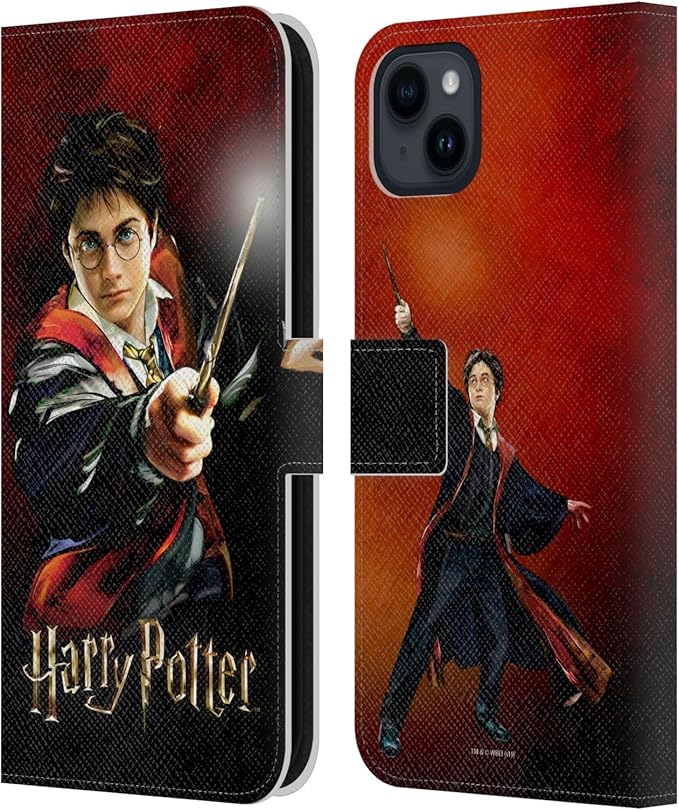 Head Case Designs Officially Licensed Harry Potter Harry Portrait Prisoner of Azkaban II Leather Wallet Case Compatible with Apple iPhone 15 Plus