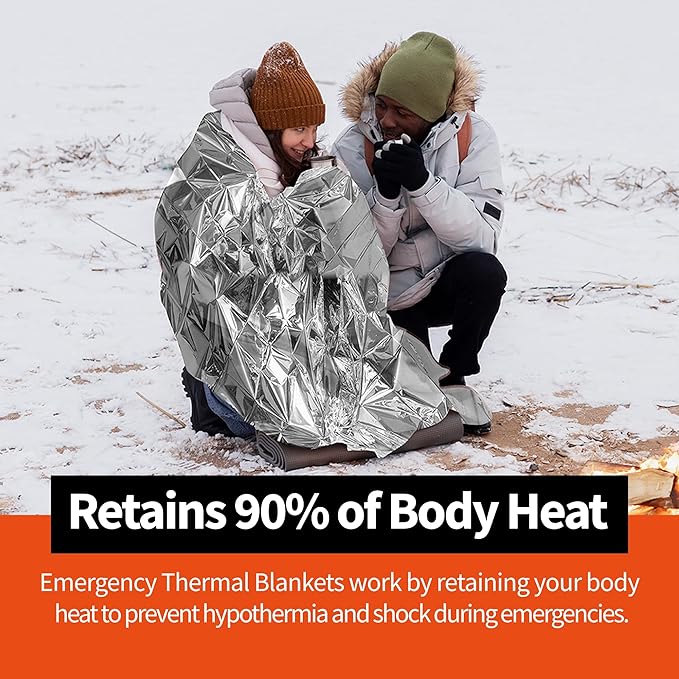 Emergency Thermal Blankets,4 Pack,Space Mylar Blanket Survival kit