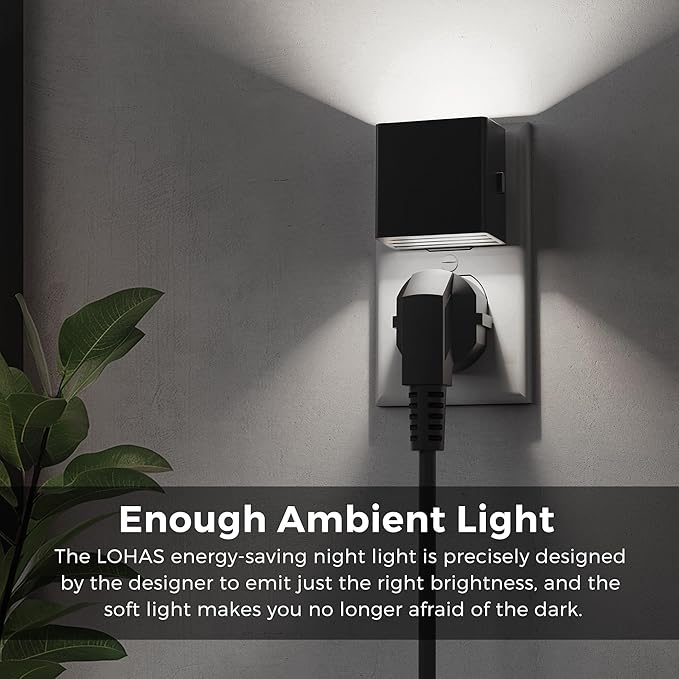 L LOHAS LED Night Light,Night Lights Plug into Wall,[2-Pack] Bright Night Light with Light Sensor,5000K Daylight White,Brightness Adjustable, Modern Nightlight for Bathroom Hallway Kitchen