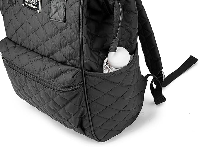 Kinmac Wide Open Style Laptop Backpack Travel Outdoor Backpack For Laptop Up to 15.6 Inch (Black Embroidery)