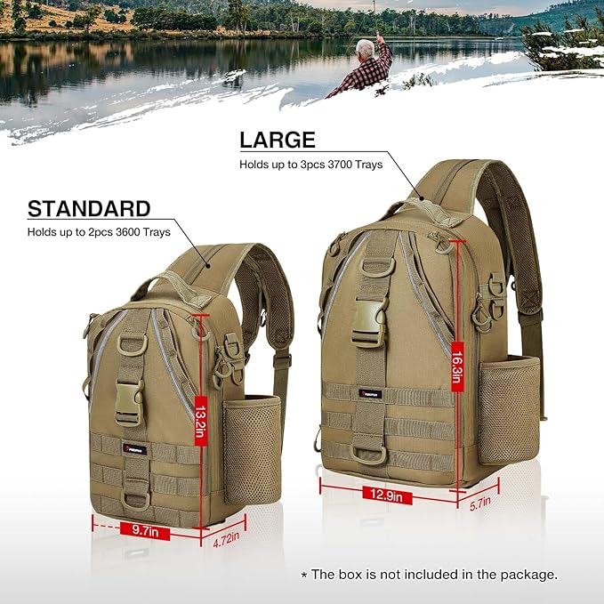 Piscifun Fishing Backpack with Rod Holder, Lightweight Sling Bag Storge Gear and Equipment