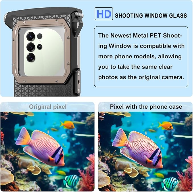 2026 Diving Snorkeling Phone Case for iPhone 17/16/15/14/13/12/11 Pro Max/XS/X Samsung Galaxy S26/S25/S24 Professional Scuba Dive Waterproof Underwater Photo Video Cover (5TH Gen, Black-)