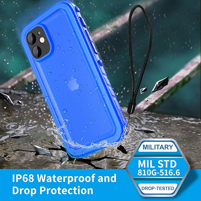 SPORTLINK for iPhone 12 Mini Waterproof Case, Full Body Shockproof Dustproof Phone Screen Protector Rugged Cases for iPhone 12 Mini 5.4 Inches Blue