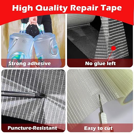Fiberglass Rv Awning Repair Tape Kit - 5 Inch Wide 39ft Heavy Duty Waterproof Tear Repair Patch for Tent, Tarp, Canopy, Boat with Canvas Tape and Sail Repair Tape
