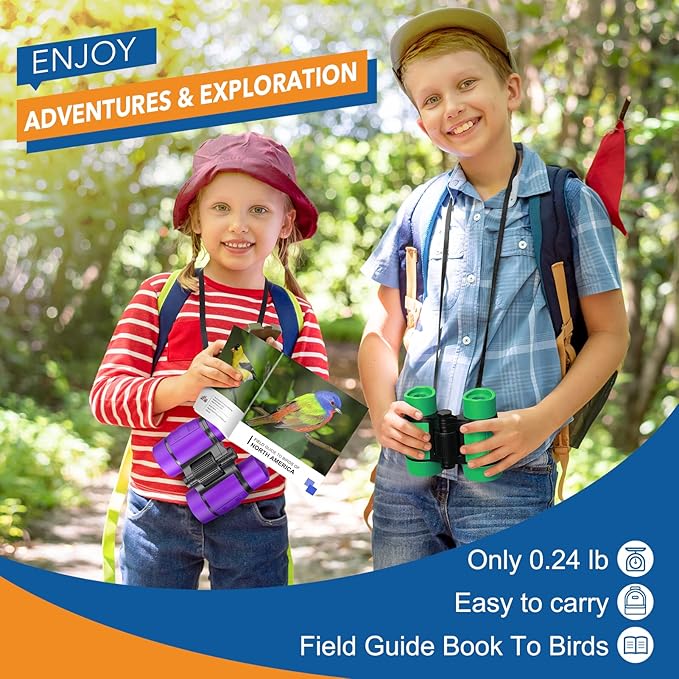 LET'S GO! Boy Toys Age 3-7 Kids Binoculars for Bird Watching|Hiking|Camping Toy for 3 4 5 6 7 Year Old Boy Girl Christmas Birthday Gifts Outdoor Travel Toys for Kid Boys Ages 3-6 Stocking Stuffers