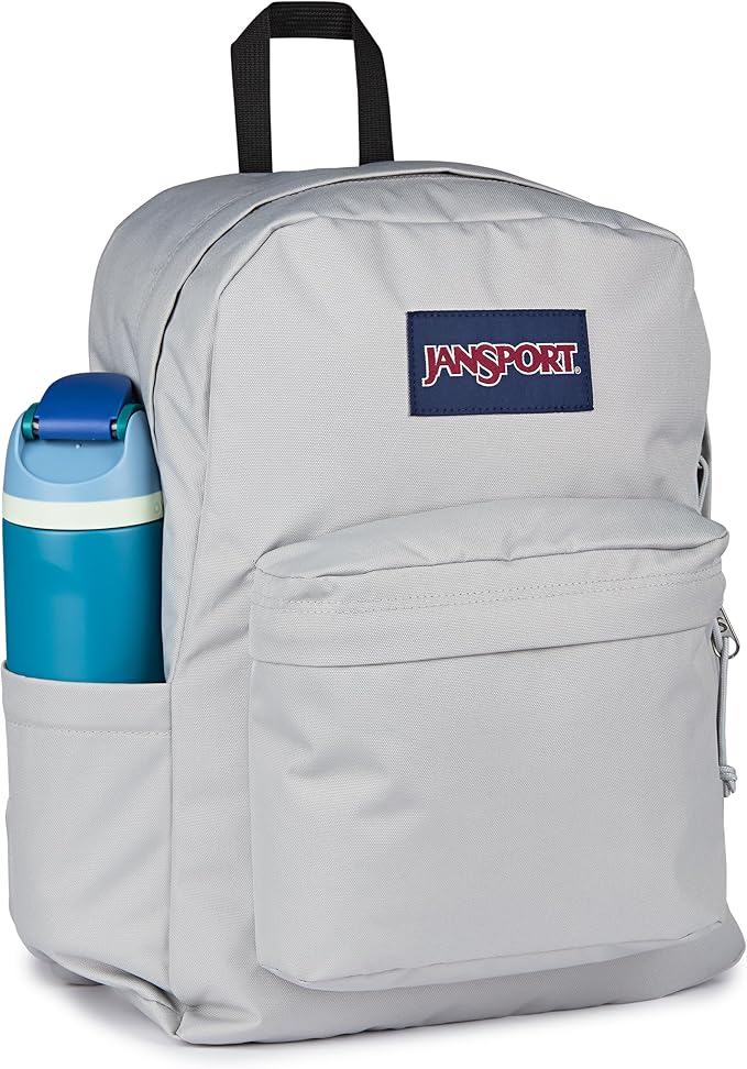 JanSport SuperBreak Plus Backpack with Padded 15-inch Laptop Sleeve and Integrated Bottle Pocket - Spacious and Durable Daypack for Work and Travel - Grounded Grey