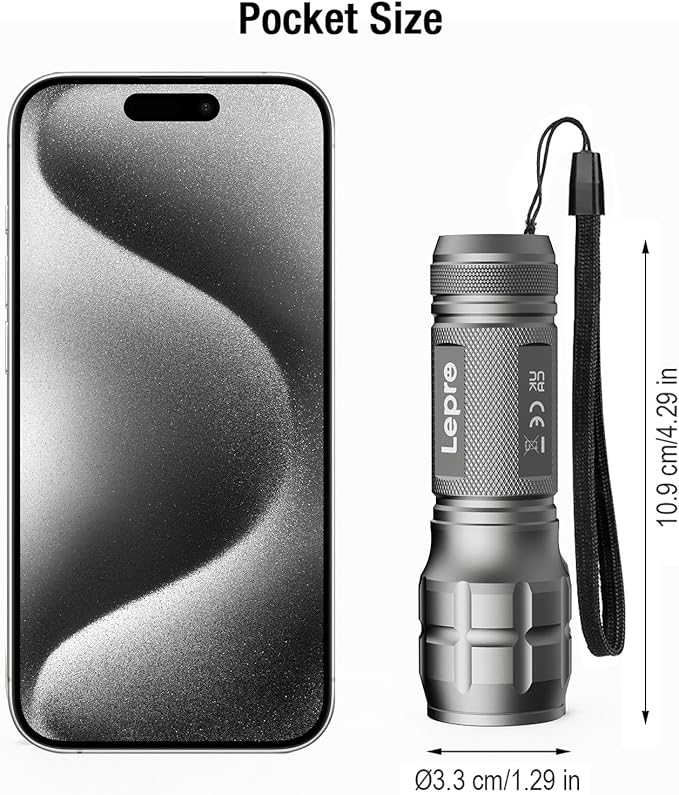Lighting EVER LED Flashlights High Lumens, Small Flashlight, Waterproof, Adjustable Focus Flash Light for Outdoor, Emergency, Camping, AAA Batteries Included, 2 Pack