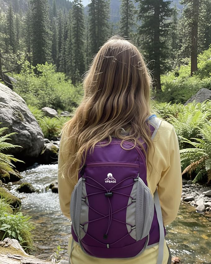 Hydration Backpack with 2L Water Bladder - Lightweight 15L Daypack with Phone-Sized Hip Belt Pockets, Anti-Chafe Cotton Edging & No-Bounce Straps - Small Water Backpack for Hiking, Running, Skiing