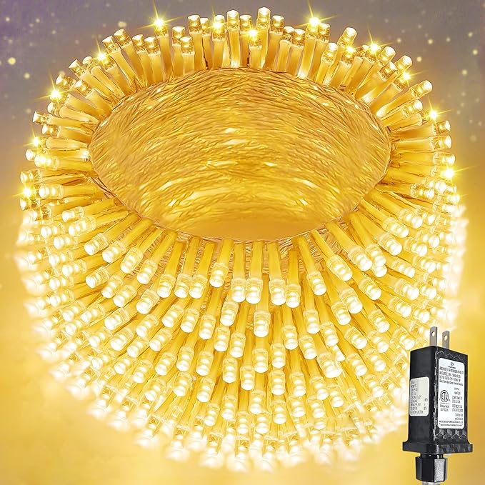 Extra-Long 300LED Christmas Lights Outdoor Indoor, Upgraded Warm White String Lights for Bedroom, Waterproof 13 Modes Plug in Twinkle Fairy String Lights for Home Party Wedding Garden (Warm White)
