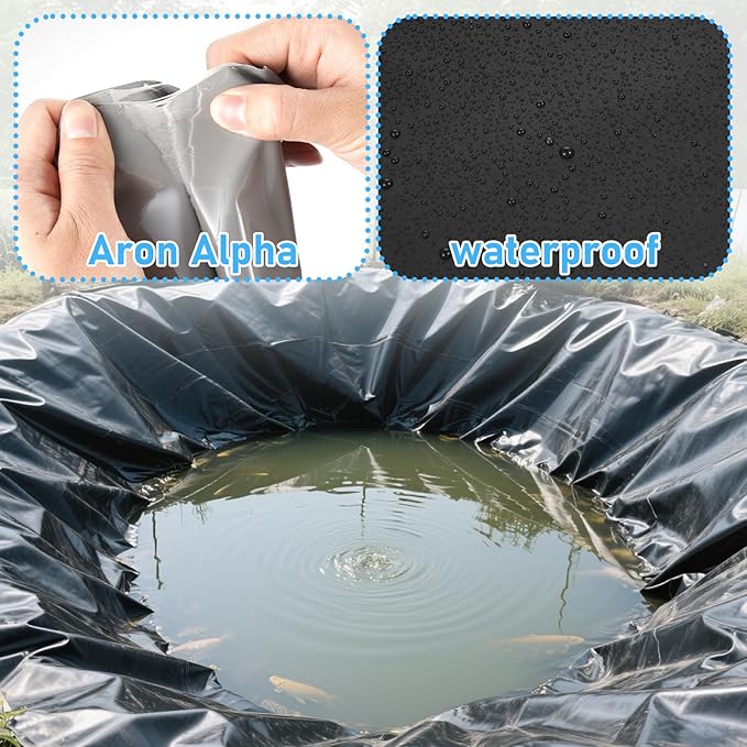 5 Pcs 12 x 12 Inches Large Pond Liner Repair Patch Self-Adhesive EPDM Liner Repair Patch Kit Thickened EPDM Pond Liner Seam for Garden Pond Patch Cover Liner Repair