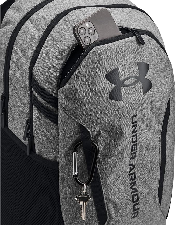 Under Armour Unisex-Adult Hustle 6.0 Backpack, (026) Castlerock Full Heather/Black/Black, One Size Fits Most