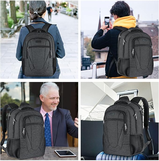 BIKROD Travel Laptop Backpack for Men and Women, Backpacks for School Teen Boys, Business Anti Theft Slim Sturdy Back Pack Adult Computer Bag Gift 15.6 IN Laptop, Black