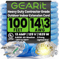 GEARit 100 Ft Extension Cords 14/3 Gauge Outdoor/Indoor SJTW 14 AWG 3 Prong Heavy Duty Power Cable 13A 125V 1625W for Lawn, Garden, Appliances Blue