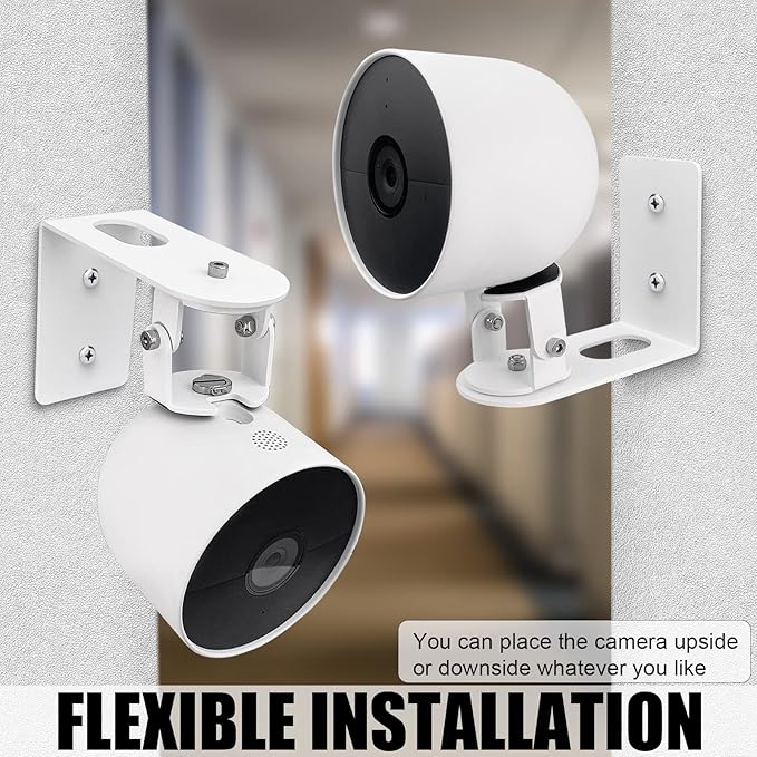 Nest Camera Mount Compatible with Google Nest Cam Outdoor or Indoor, Battery - 2nd Generation,360 View Anti-Drop Outdoor Wall Bracket Mounting Kit Nest cam Accessories- White
