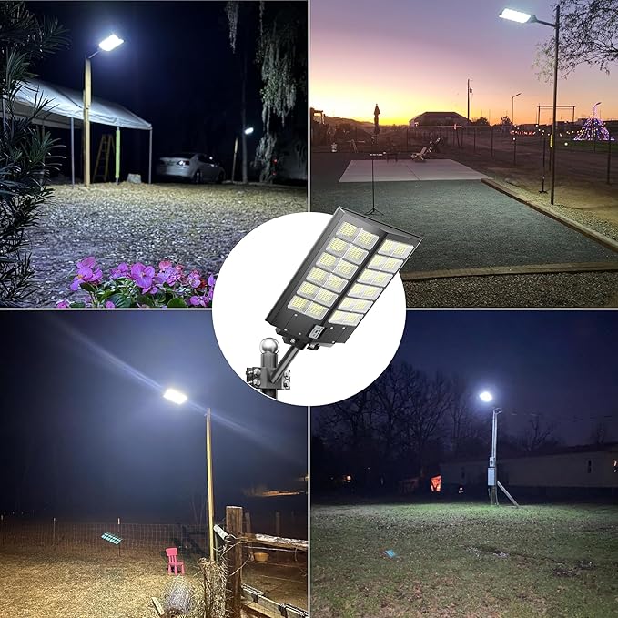 Outdoor Solar Street Light with Remote, All-in-One Solar Area Lighting, Pole/Wall Mount, Weather-Resistant Security Light for Driveway & Backyard