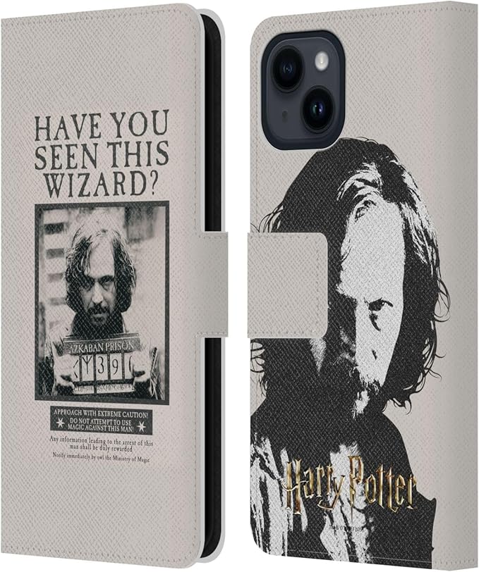 Head Case Designs Officially Licensed Harry Potter Sirius Black Poster Prisoner of Azkaban II Leather Wallet Case Compatible with Apple iPhone 15