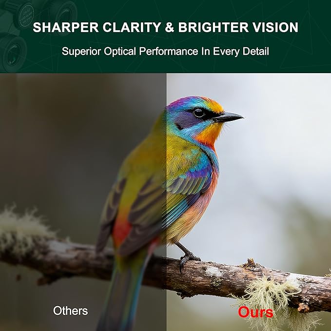 25x32 UHD Compact Binoculars for Adults High Powered - Large View Binoculars with Clear Low Light Vision - Super Bright Lightweight & Waterproof Binocular for Bird Watching Travel Hunting