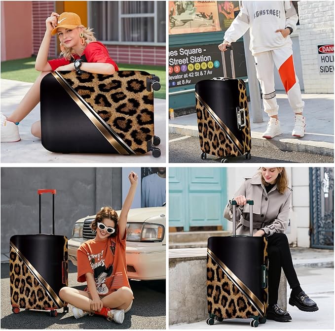 ANNA QUEEN Leopard Print Luggage Cover, Luxury Animal Pattern Suitcase Protector for 28-30 Inch Travel Bags