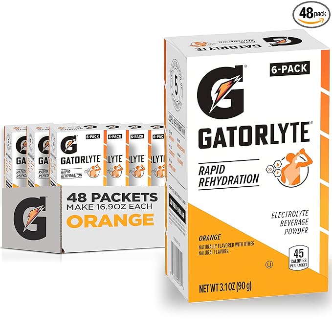 Gatorlyte Powder, Orange, Makes 20 Fl Oz (Pack of 48)